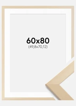 Ramme Trendline Natur 60x80 cm - Passepartout Hvid 20x28 inches