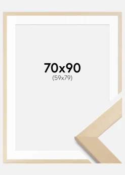 Ramme Trendline Natur 70x90 cm - Passepartout Hvid 60x80 cm