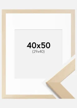 Ramme Trendline Natur 40x50 cm - Passepartout Hvid 30x41 cm