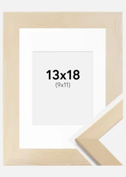 Ramme Trendline Natur 13x18 cm - Passepartout Hvid 10x12 cm