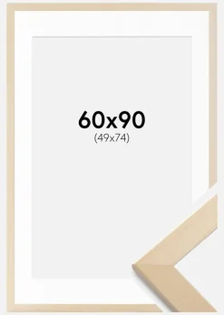 Ramme Trendline Natur 60x90 cm - Passepartout Hvid 50x75 cm