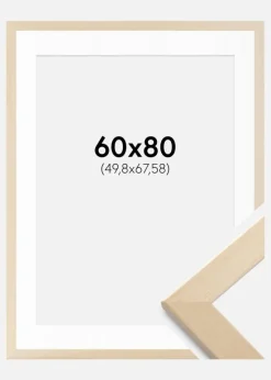 Ramme Trendline Natur 60x80 cm - Passepartout Hvid 20x27 inches