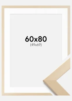 Ramme Trendline Natur 60x80 cm - Passepartout Hvid 50x70 cm