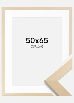 Ramme Trendline Natur 50x65 cm - Passepartout Hvid 40x55 cm