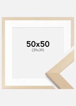 Ramme Trendline Natur 50x50 cm - Passepartout Hvid 40x40 cm
