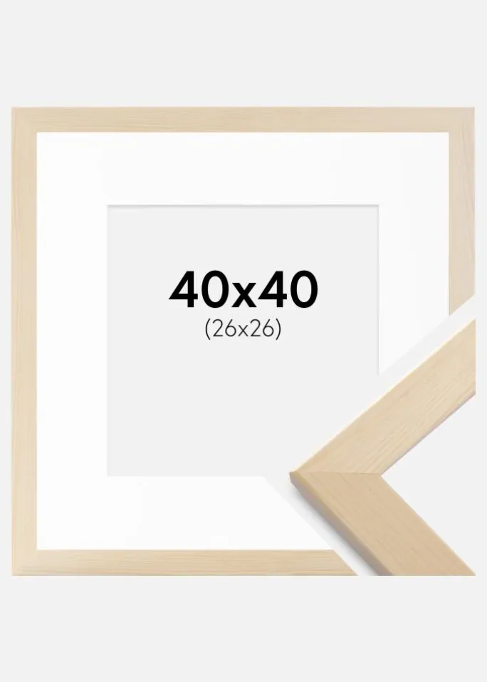 Ramme Trendline Natur 40x40 cm - Passepartout Hvid 27x27 cm