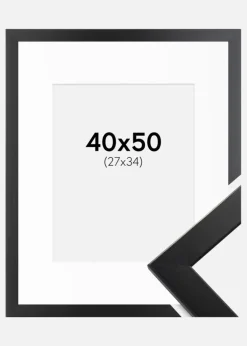 Ramme Trendline Sort 40x50 cm - Passepartout Hvid 28x35 cm