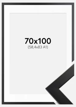 Ramme Trendline Sort 70x100 cm - Passepartout Hvid 59,4x84 cm (A1)