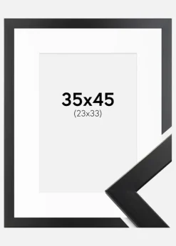 Ramme Trendline Sort 35x45 cm - Passepartout Hvid 24x34 cm