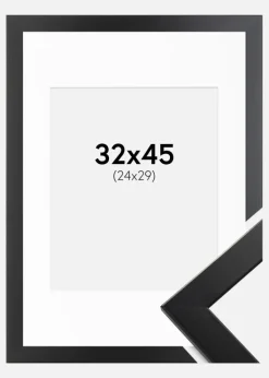 Ramme Trendline Sort 32x45 cm - Passepartout Hvid 25x30 cm