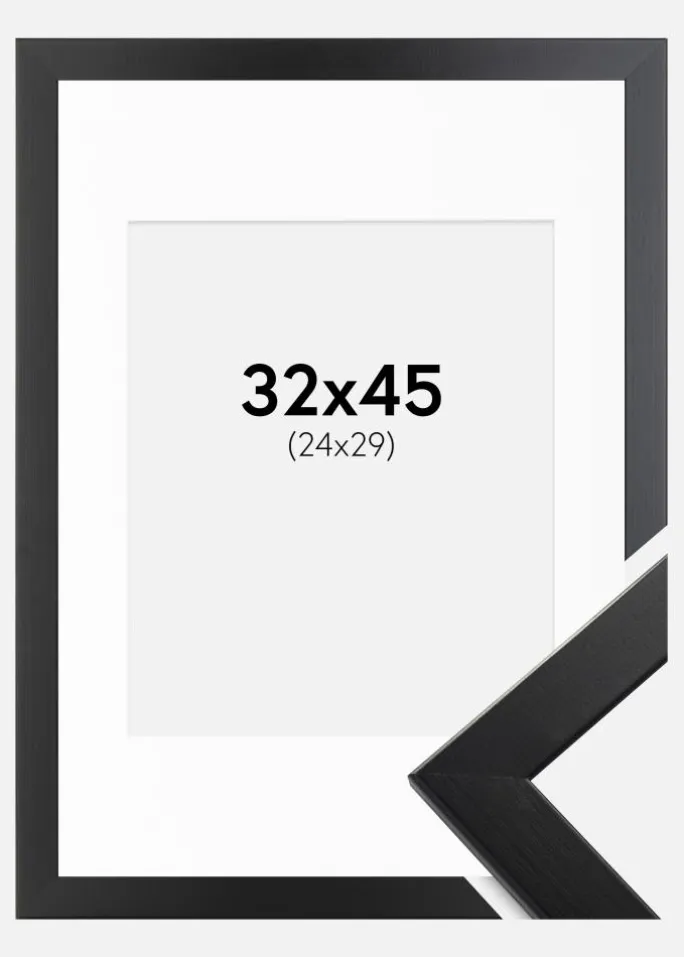 Ramme Trendline Sort 32x45 cm - Passepartout Hvid 25x30 cm