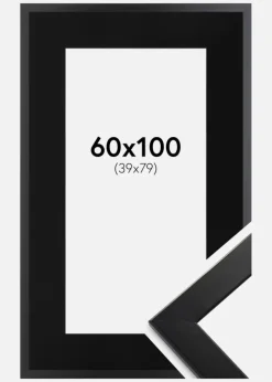 Ramme Trendline Sort 60x100 cm - Passepartout Sort 40x80 cm