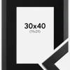 Ramme Trendline Sort 30x40 cm - Passepartout Sort 20x30 cm
