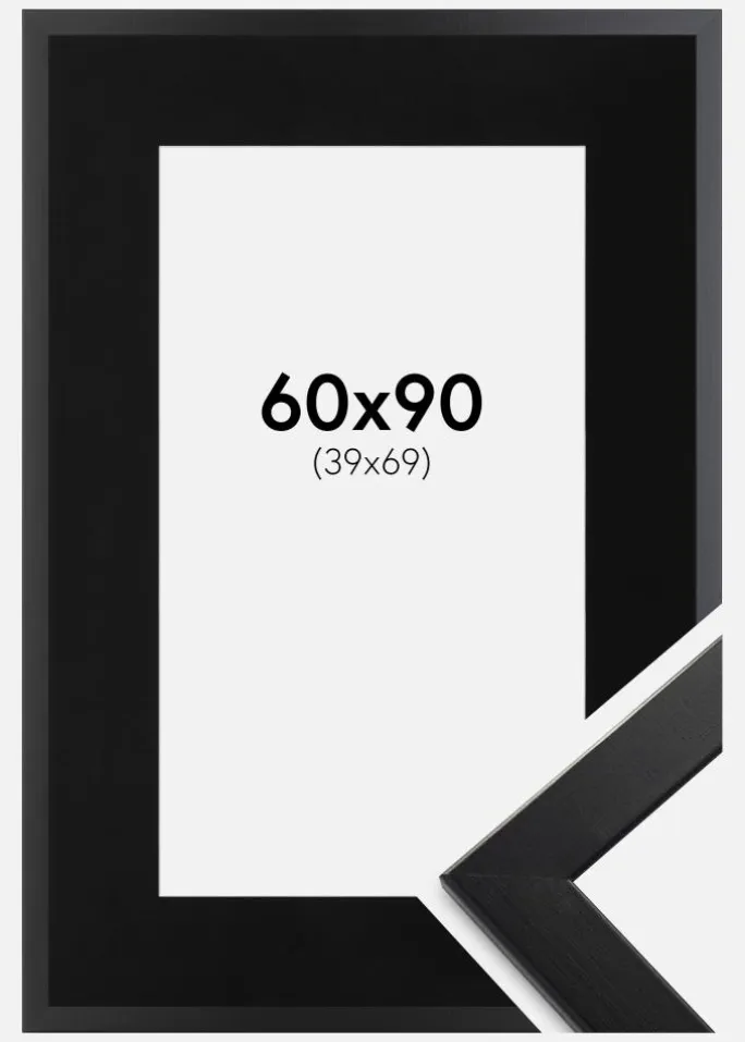 Ramme Trendline Sort 60x90 cm - Passepartout Sort 40x70 cm