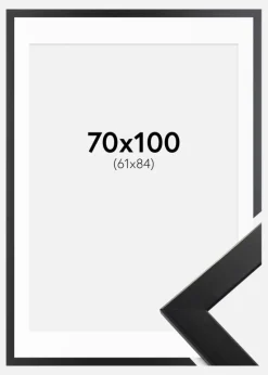 Ramme Trendline Sort 70x100 cm - Passepartout Hvid 62x85 cm