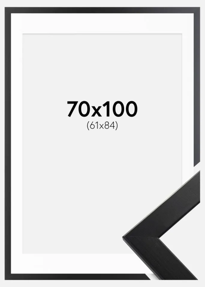 Ramme Trendline Sort 70x100 cm - Passepartout Hvid 62x85 cm