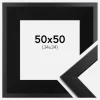 Ramme Trendline Sort 50x50 cm - Passepartout Sort 35x35 cm
