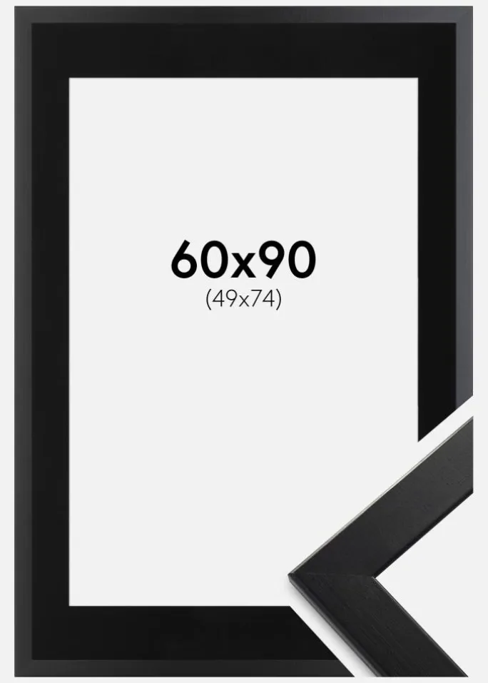 Ramme Trendline Sort 60x90 cm - Passepartout Sort 50x75 cm