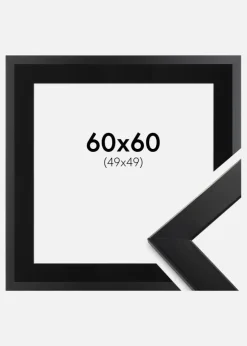 Ramme Trendline Sort 60x60 cm - Passepartout Sort 50x50 cm