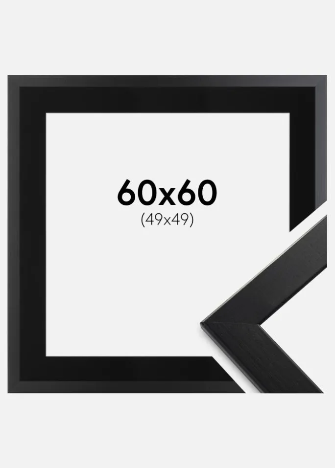 Ramme Trendline Sort 60x60 cm - Passepartout Sort 50x50 cm