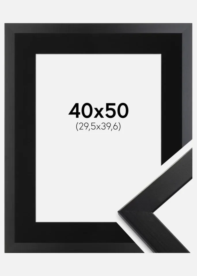 Ramme Trendline Sort 40x50 cm - Passepartout Sort 12x16 inches