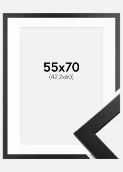 Ramme Trendline Sort 55x70 cm - Passepartout Hvid 43,2x61 cm (A2+)