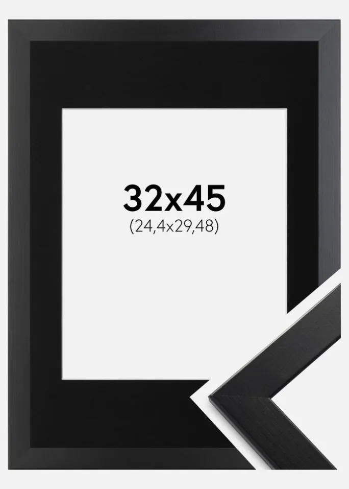 Ramme Trendline Sort 32x45 cm - Passepartout Sort 10x12 inches