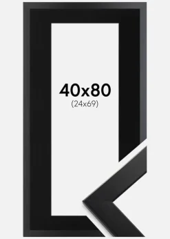 Ramme Trendline Sort 40x80 cm - Passepartout Sort 25x70 cm