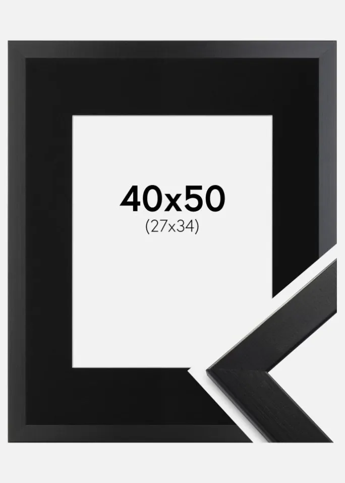 Ramme Trendline Sort 40x50 cm - Passepartout Sort 28x35 cm