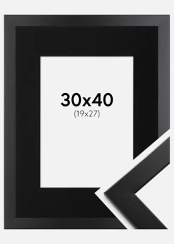 Ramme Trendline Sort 30x40 cm - Passepartout Sort 20x28 cm