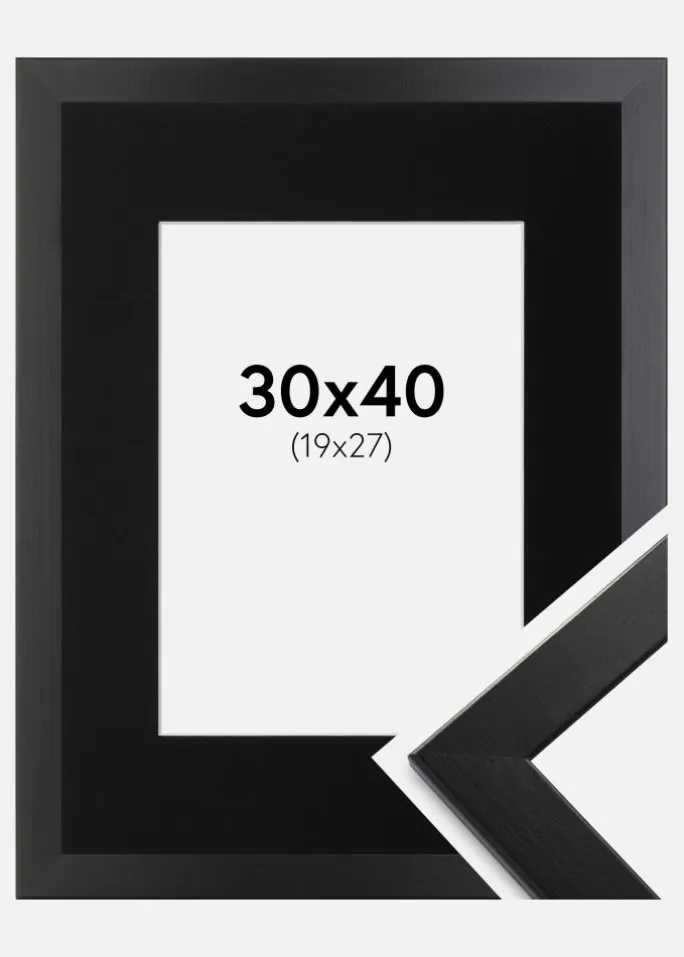 Ramme Trendline Sort 30x40 cm - Passepartout Sort 20x28 cm