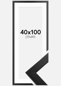 Ramme Trendline Sort 40x100 cm - Passepartout Hvid 30x90 cm