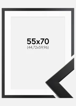 Ramme Trendline Sort 55x70 cm - Passepartout Hvid 18x24 inches