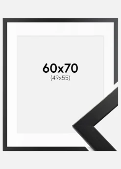 Ramme Trendline Sort 60x70 cm - Passepartout Hvid 50x56 cm