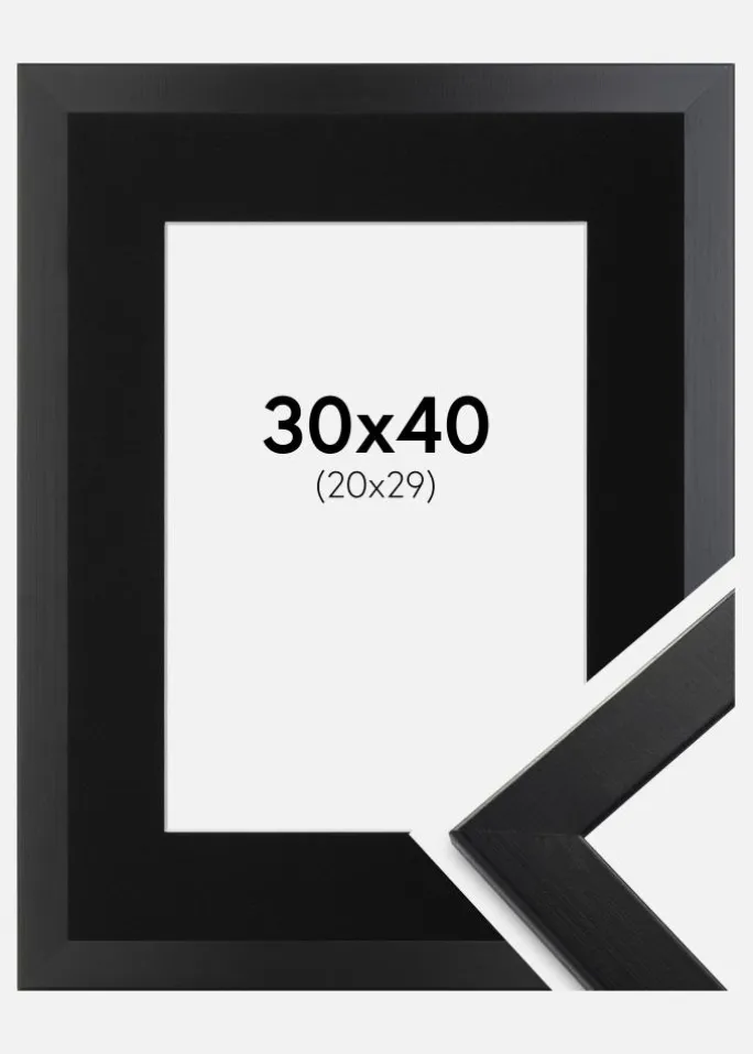 Ramme Trendline Sort 30x40 cm - Passepartout Sort 21x30 cm