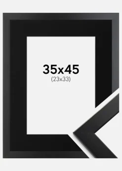 Ramme Trendline Sort 35x45 cm - Passepartout Sort 24x34 cm
