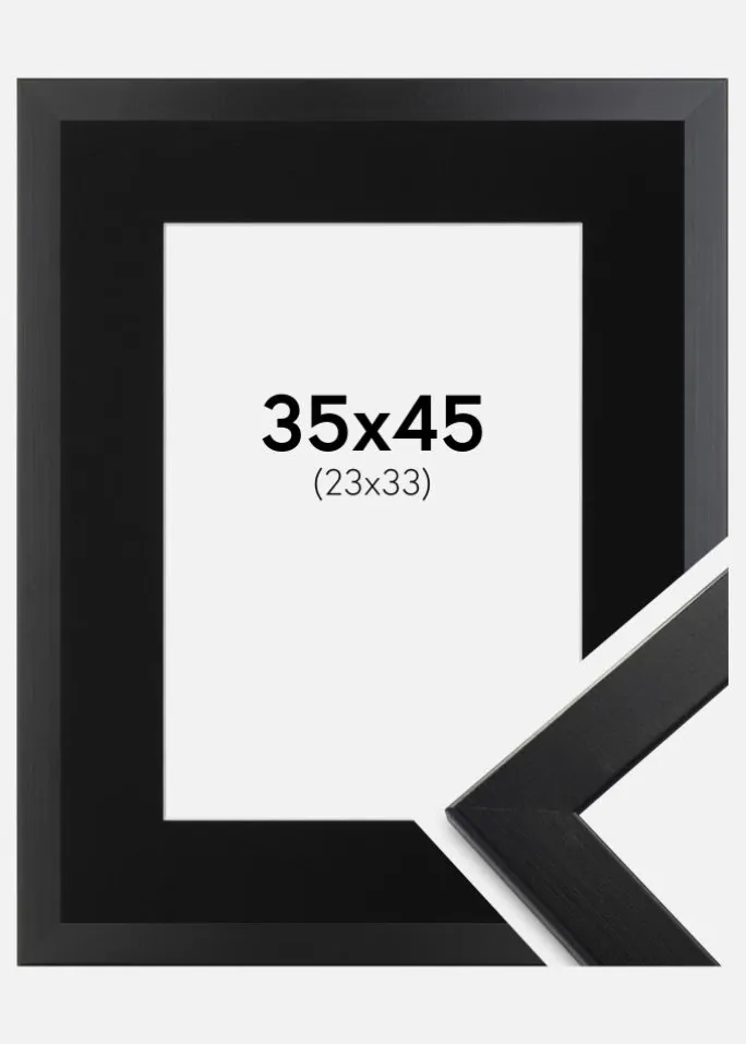 Ramme Trendline Sort 35x45 cm - Passepartout Sort 24x34 cm