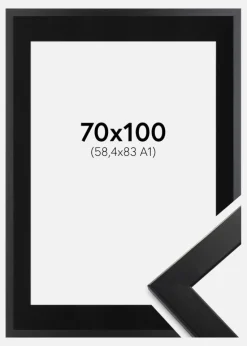 Ramme Trendline Sort 70x100 cm - Passepartout Sort 59,4x84 cm (A1)