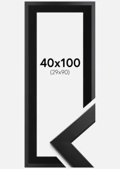 Ramme Trendline Sort 40x100 cm - Passepartout Sort 30x91 cm