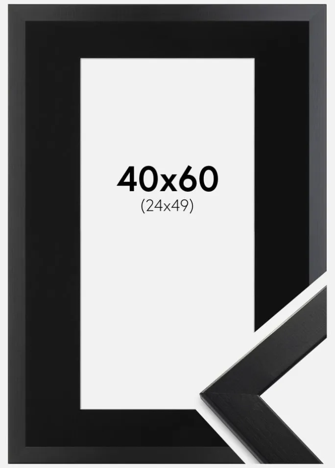 Ramme Trendline Sort 40x60 cm - Passepartout Sort 25x50 cm