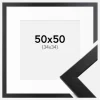 Ramme Trendline Sort 50x50 cm - Passepartout Hvid 35x35 cm