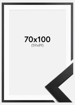Ramme Trendline Sort 70x100 cm - Passepartout Hvid 60x90 cm