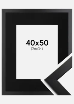 Ramme Trendline Sort 40x50 cm - Passepartout Sort 27x35 cm