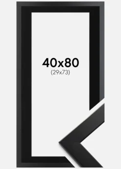Ramme Trendline Sort 40x80 cm - Passepartout Sort 30x74 cm