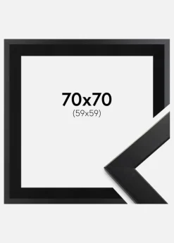 Ramme Trendline Sort 70x70 cm - Passepartout Sort 60x60 cm