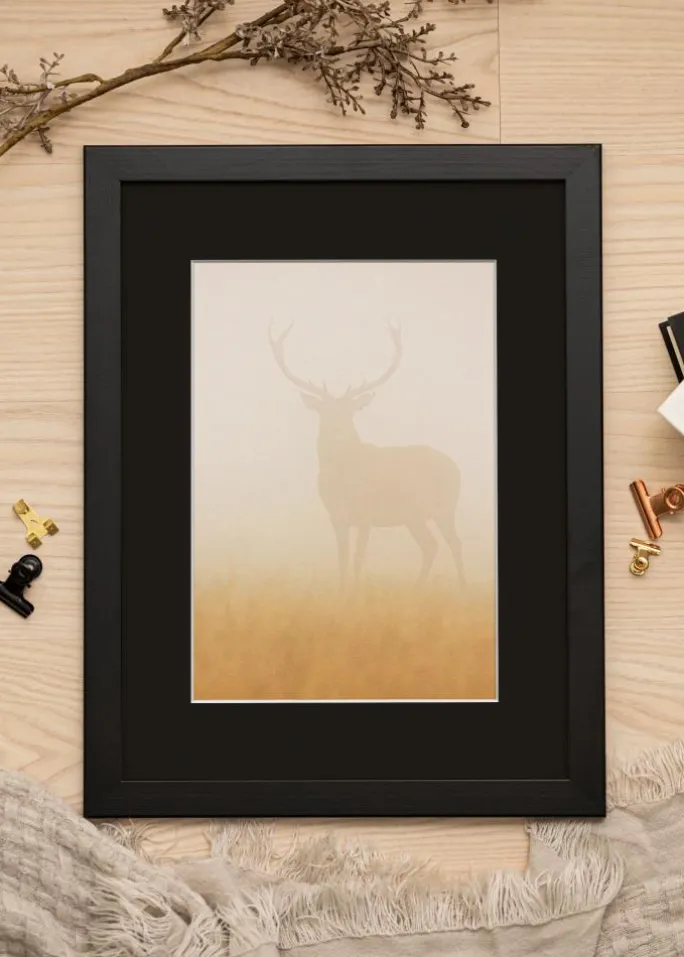 Ramme Trendline Sort 70x70 cm - Passepartout Sort 60x60 cm