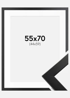 Ramme Trendline Sort 55x70 cm - Passepartout Hvid 45x60 cm