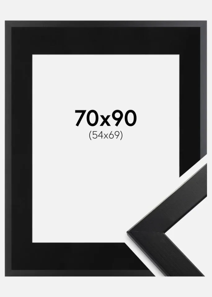Ramme Trendline Sort 70x90 cm - Passepartout Sort 55x70 cm