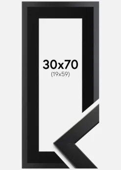Ramme Trendline Sort 30x70 cm - Passepartout Sort 20x60 cm
