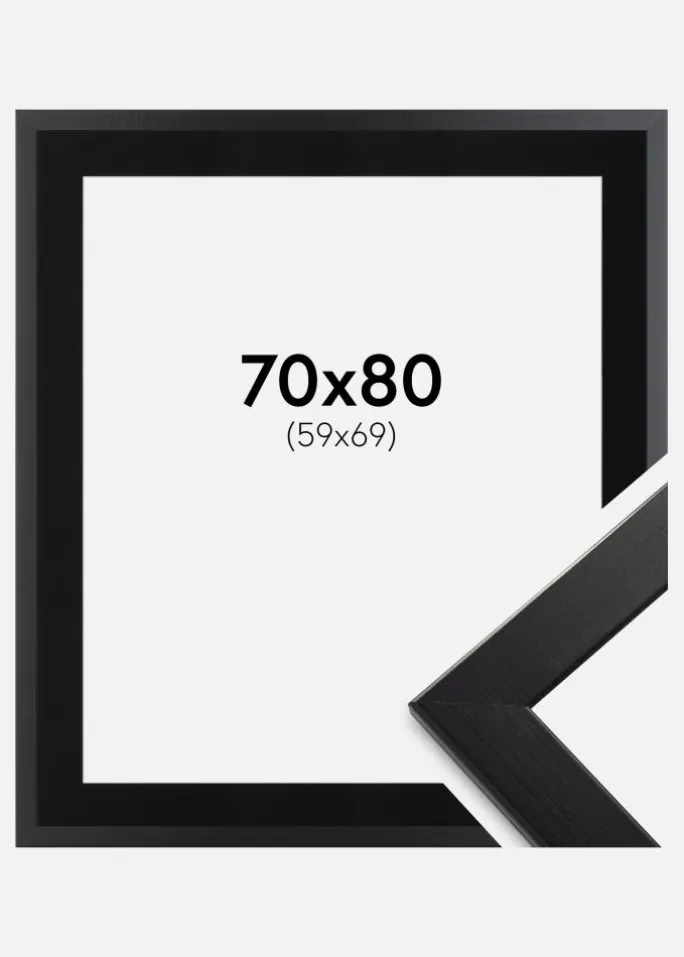 Ramme Trendline Sort 70x80 cm - Passepartout Sort 60x70 cm